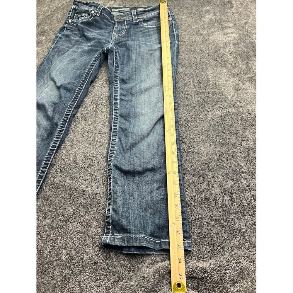 BKE Payton Straight Leg Jeans Womens 27 Medium Wash Low Rise Contrast Stitch - Picture 2 of 12